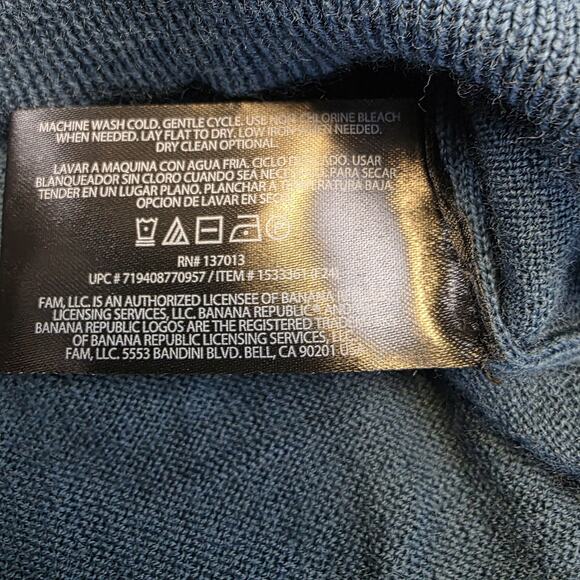 Banana Republic Sweater Mens XL Blue Merino Wool Crewneck Pullover Lightweight - Picture 13 of 13